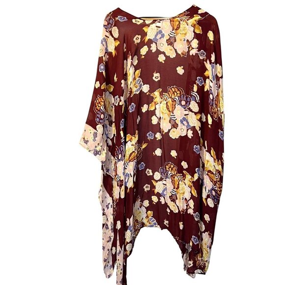 Melrose and Market Floral Kimono One Size Boho Bohemian Flowy Artsy Spring - Picture 2 of 5